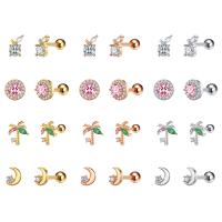 Stainless Steel Stud Earrings 304 Stainless Steel & micro pave cubic zirconia & for woman Sold By PC