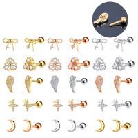 Stainless Steel Stud Earrings 304 Stainless Steel & micro pave cubic zirconia & for woman Sold By PC
