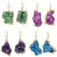 Brass Drop Earring with Quartz fashion jewelry & druzy style & for woman nickel lead & cadmium free 45*40mm Sold By Pair