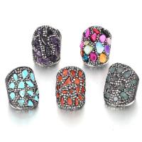 Gemstone Finger Ring, Zinc Alloy, met Edelsteen, verschillende materialen voor de keuze & voor vrouw & met strass, nikkel, lood en cadmium vrij, Verkocht door PC