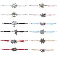 Nylon Cord Bracelets Knot Cord with Crystal & Zinc Alloy handmade & adjustable Length Approx 8-31 cm Sold By PC