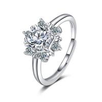 Cubic Zircon Brass Finger Ring with Cubic Zirconia Snowflake platinum color plated Adjustable & for woman platinum color nickel lead & cadmium free 10mm Inner Approx 16mm Sold By PC
