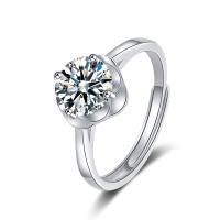 Cubic Zircon Brass Finger Ring with Cubic Zirconia Flower platinum color plated Adjustable & for woman platinum color nickel lead & cadmium free 9mm Inner Approx 16mm Sold By PC