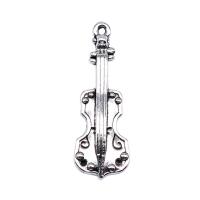 Musical Instrument Shaped Zinc Alloy Pendants Violin antique silver color plated vintage & DIY nickel lead & cadmium free Sold By PC