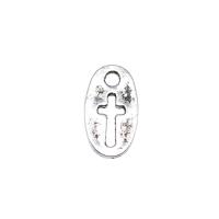 Zinc Alloy Cross Pendants Oval antique silver color plated vintage & DIY & hollow nickel lead & cadmium free Sold By PC