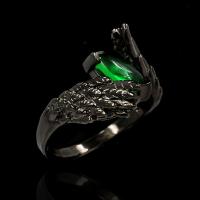 Gemstone Finger Ring, Messing, met Groene Calcedony, mode sieraden & verschillende grootte voor keus & voor vrouw, zwart, nikkel, lood en cadmium vrij, Verkocht door PC