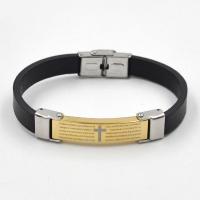 PU Leather Bracelet with Titanium Steel Vacuum Ion Plating fashion jewelry & for man Length 21 cm Sold By PC