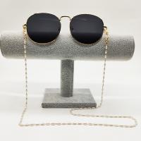 metal Cadena de gafas, con Perlas plásticas, anti-skidding & para mujer, dorado, libre de níquel, plomo & cadmio, longitud aproximado 75 cm, Vendido por UD