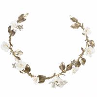 Bridal Hair Flowers Zinc Alloy with Porcelain antique brass color plated for woman nickel lead & cadmium free Sold By PC