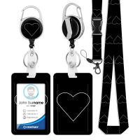 Polyester Lanyard Card Holder with ABS Plastic printing portable & Unisex & retractable Sold By Set