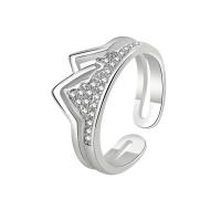 Brass Finger Ring platinum plated adjustable & for woman & with rhinestone 9mm US Ring Sold By Lot