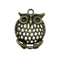 Zinc Alloy Animal Pendants Owl plated vintage & DIY & hollow nickel lead & cadmium free Sold By PC