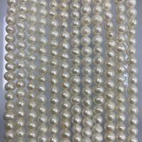 Přírodní sladkovodní perly perlí, Sladkovodní Pearl, DIY, bílý, 5-6mm, Prodáno za Cca 15 inch Strand