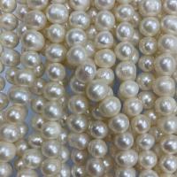 Bulvių išauginti gėlavandenių perlų karoliukai, Gėlo vandens perlų, Bulvė, Pasidaryk pats, baltas, 6-7mm, Parduota už Apytiksliai 15 Inch Strand
