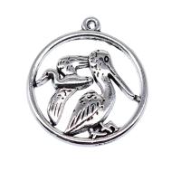 Zinc Alloy Animal Pendants Round antique silver color plated vintage & DIY & hollow nickel lead & cadmium free Sold By PC