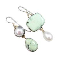Freshwater Pearl Earrings Zinc Alloy with Agate & Freshwater Pearl platinum plated fashion jewelry & for woman nickel lead & cadmium free Sold By Pair