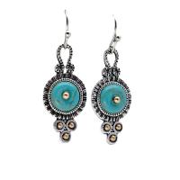 Turquoise Earring Zinc Alloy with turquoise antique silver color plated fashion jewelry & for woman nickel lead & cadmium free Sold By Pair