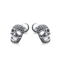 Stainless Steel Stud Earrings 304 Stainless Steel Skull fashion jewelry & Unisex 14mm Sold By Pair