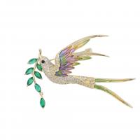 Enamel Brooch Zinc Alloy swallow gold color plated for woman & with rhinestone multi-colored nickel lead & cadmium free Sold By PC