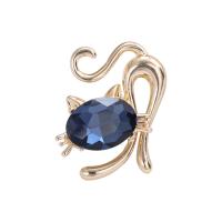 Crystal Brooch Zinc Alloy with Crystal Cat plated for woman nickel lead & cadmium free Sold By PC