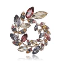Rhinestone Brooch Zinc Alloy gold color plated for woman & with rhinestone mixed colors nickel lead & cadmium free Sold By PC
