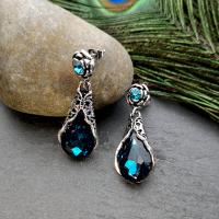 Crystal Earrings Zinc Alloy with Crystal antique silver color plated fashion jewelry & for woman nickel lead & cadmium free Sold By Pair