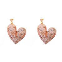 Crystal Earrings with Zinc Alloy Heart gold color plated for woman & with rhinestone Sold By Lot