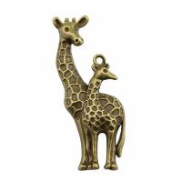 Zinklegierung Tier Anhänger, Giraffe, plattiert, Vintage & DIY, keine, frei von Nickel, Blei & Kadmium, 22x54mm, verkauft von PC