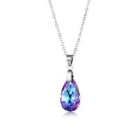 Crystal Necklace 304 Stainless Steel with Crystal with 1.97inch extender chain Teardrop polished fashion jewelry & for woman Length Approx 17.72 Inch Sold By PC