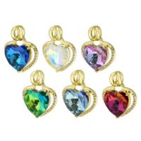 Crystal Pendants Brass with Crystal Heart gold color plated fashion jewelry & DIY & micro pave cubic zirconia Approx 3mm Sold By PC