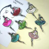 Shell Brooch with Zinc Alloy Girl silver color plated dyed & Unisex & can be used as brooch or pendant Sold By PC