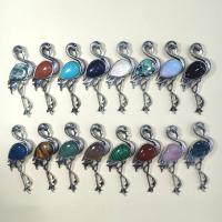 Fashion Brooch Jewelry Gemstone with Zinc Alloy Bird silver color plated Unisex & can be used as brooch or pendant Sold By PC