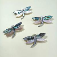 Shell Brooch with Zinc Alloy Dragonfly silver color plated Unisex & can be used as brooch or pendant mixed colors Sold By PC
