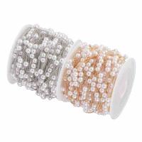 Gemstone Beaded kæde, Messing, med Plastic Pearl, forgyldt, du kan DIY, flere farver til valg, nikkel, bly & cadmium fri, 4x1.2mm, Solgt af m