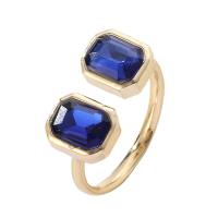 Cubic Zircon Brass Finger Ring Rectangle gold color plated micro pave cubic zirconia & for woman nickel lead & cadmium free Inner Approx 18mm Sold By PC
