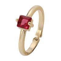 Cubic Zircon Brass Finger Ring Square gold color plated micro pave cubic zirconia & for woman nickel lead & cadmium free Inner Approx 17mm Sold By PC