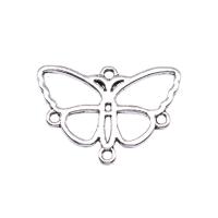 Zinc Alloy Connector Butterfly antique silver color plated vintage & DIY & 1/3 loop & hollow nickel lead & cadmium free Sold By PC