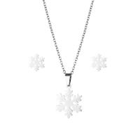 Fashion Stainless Steel Jewelry Sets Stud Earring & necklace 304 Stainless Steel Snowflake 2 pieces & fashion jewelry & for woman silver color Length Approx 17.72 Inch Sold By Set