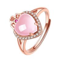 Crystal Finger Ring Cupronickel with Crystal Heart plated adjustable & for woman & with rhinestone US Ring Sold By PC