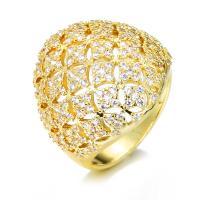 Strass vinger Ring, Messing, Geometrisch Patroon, gold plated, verschillende grootte voor keus & voor vrouw & met strass, Maat:6-9, Verkocht door PC