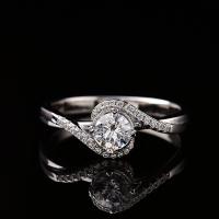 Strass vinger Ring, Messing, geplatineerd, verstelbaar & voor vrouw & met strass, 8mm, Maat:6-8, Verkocht door PC