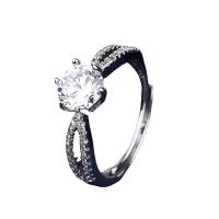 Strass vinger Ring, Messing, Geometrisch Patroon, geplatineerd, verstelbaar & voor vrouw & met strass & hol, Verkocht door PC