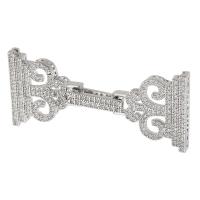 Brass Fold Over Clasp silver color plated fashion jewelry & DIY & micro pave cubic zirconia silver color 47mm Sold By PC