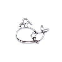 Zinc Alloy Animal Pendants Whale antique silver color plated vintage & DIY & hollow nickel lead & cadmium free Sold By PC