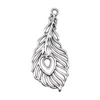 Zinc Alloy Feather Pendants antique silver color plated vintage & DIY nickel lead & cadmium free Sold By PC