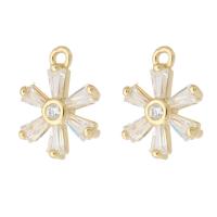 Cubic Zirconia Brass Pendants Flower gold color plated fashion jewelry & DIY & micro pave cubic zirconia golden Approx 1mm Sold By PC