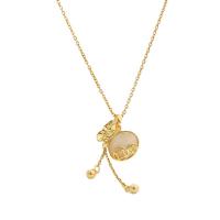 Cats Eye Necklace Brass with Cats Eye Money Bag gold color plated fashion jewelry & for woman golden nickel lead & cadmium free Length Approx 45 cm Sold By PC