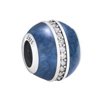 925 Sterling Silver European Bead polished porcelain enamel & DIY & with rhinestone Sold By PC