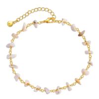 Brass Anklet with Marble with 2.36inch extender chain 18K gold plated fashion jewelry & for woman golden nickel lead & cadmium free Length Approx 8.66 Inch Sold By PC
