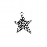 Tibetan Style Pendant Rhinestone Setting, Star, antique silver color plated, vintage & DIY, nickel, lead & cadmium free, 21x16mm, Approx 100PCs/Bag, Sold By Bag
